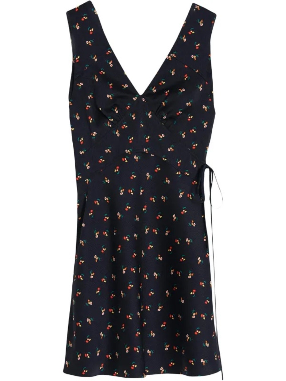 Victoria Beckham Black Floral-Print Wrap Dress